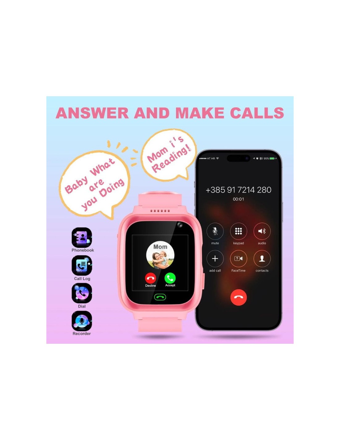Smartwatch infantil A7 2G Rosa | Smartwatch en Logroño