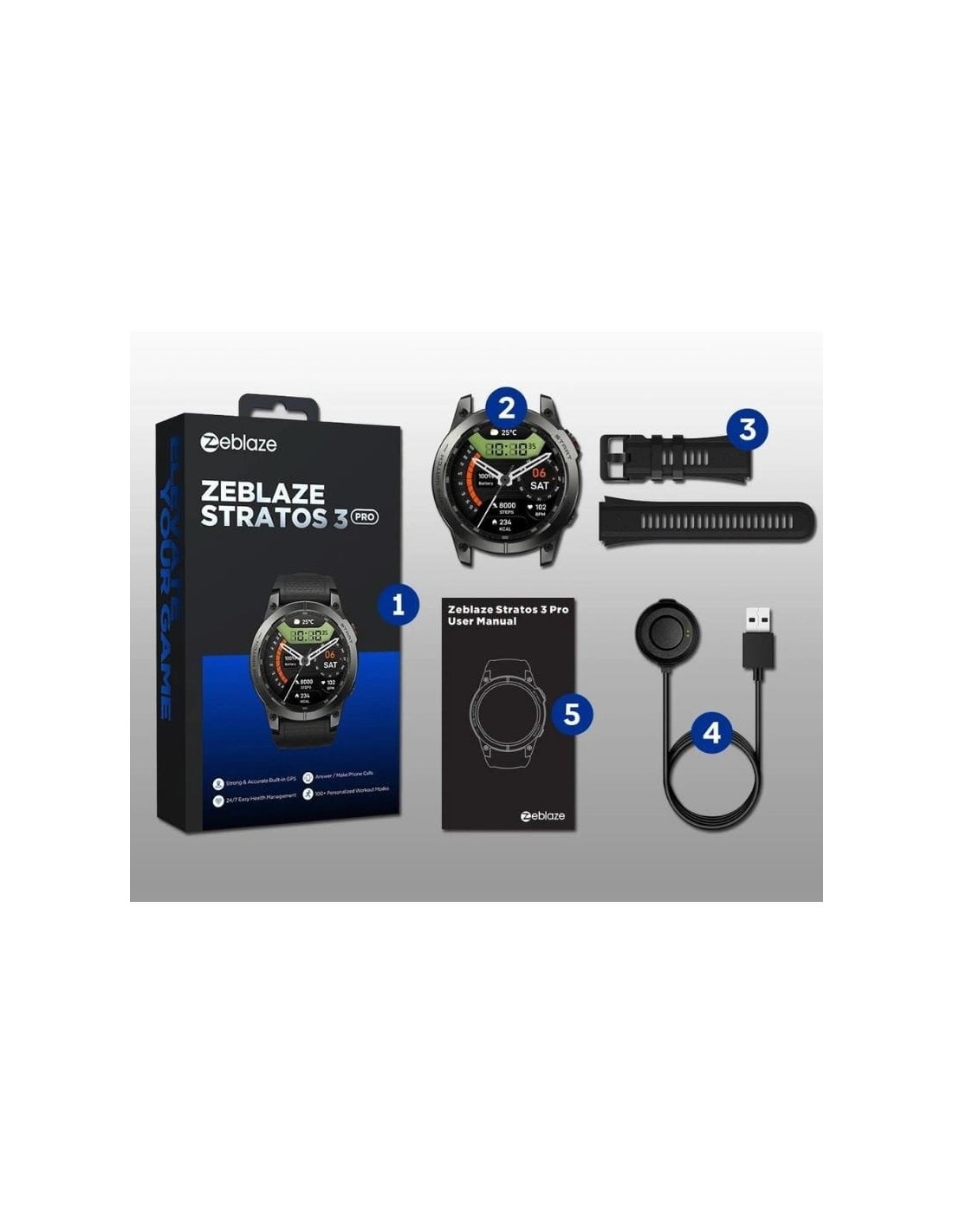 Zeblaze Stratos 3 Pro Negro | Smartwatch en Logroño