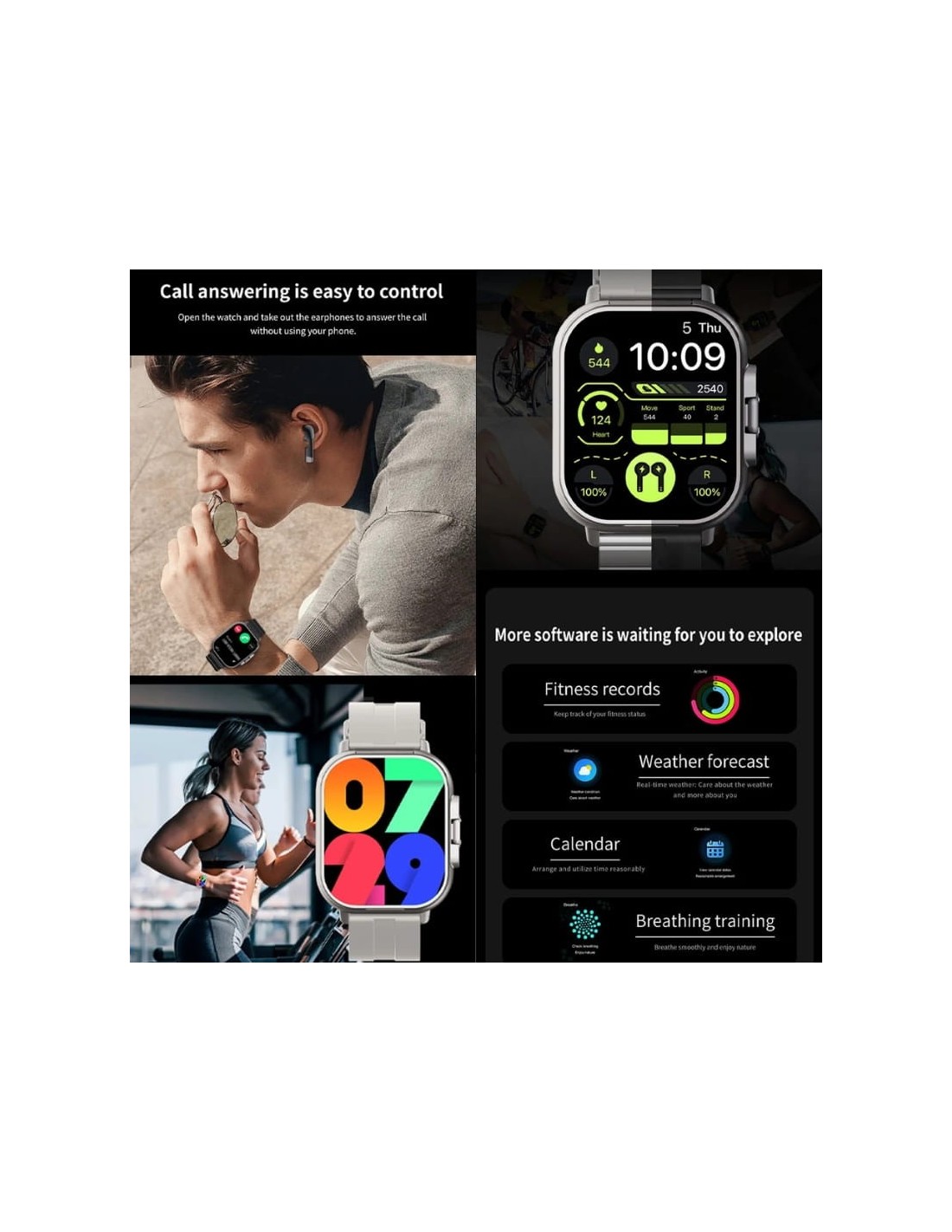D8 Negro Correa Silicona con auriculares | Smartwatch en Logroño
