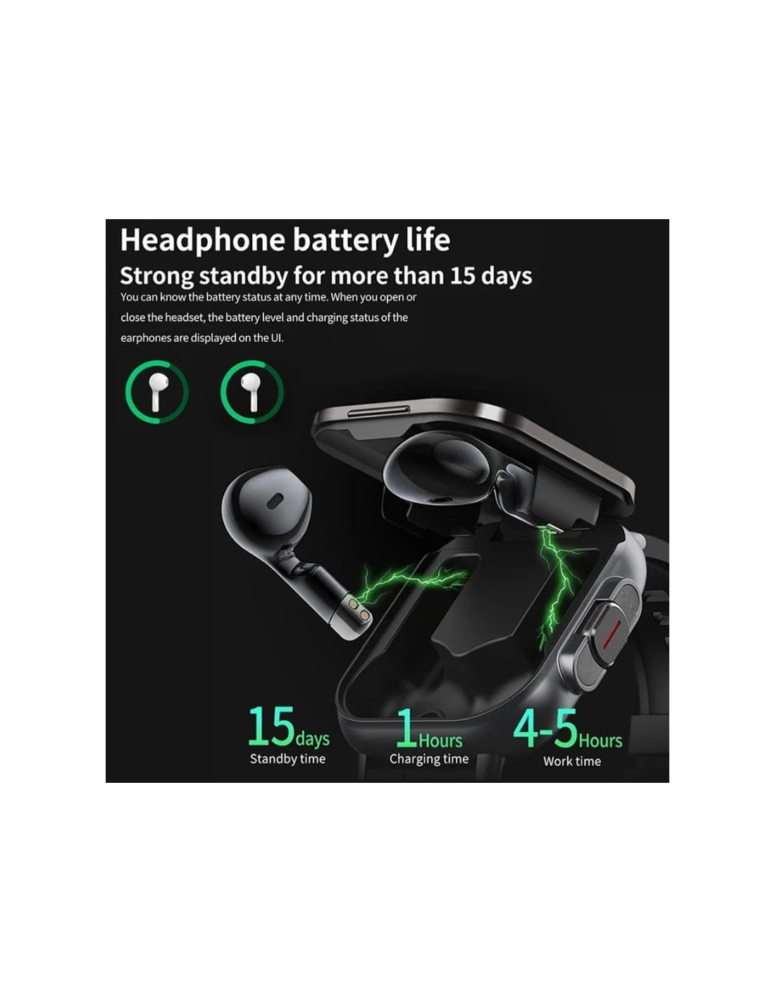 D8 Negro Correa Silicona con auriculares | Smartwatch en Logroño