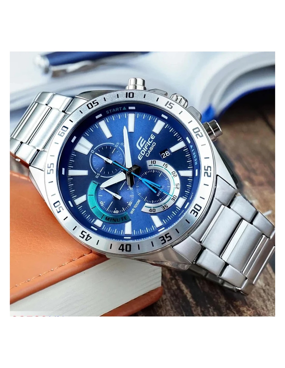 Casio Edifice EFV-620D-2AV Plata Azul Cronógrafo Analógico Batería 3