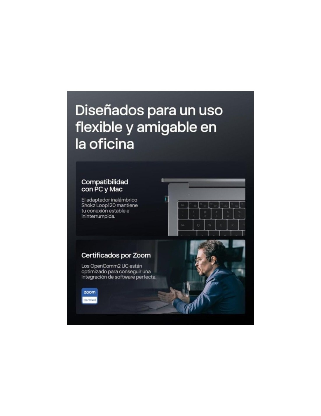 Shokz OpenComm 2 UC USB-C Negro | Auriculares en Logroño