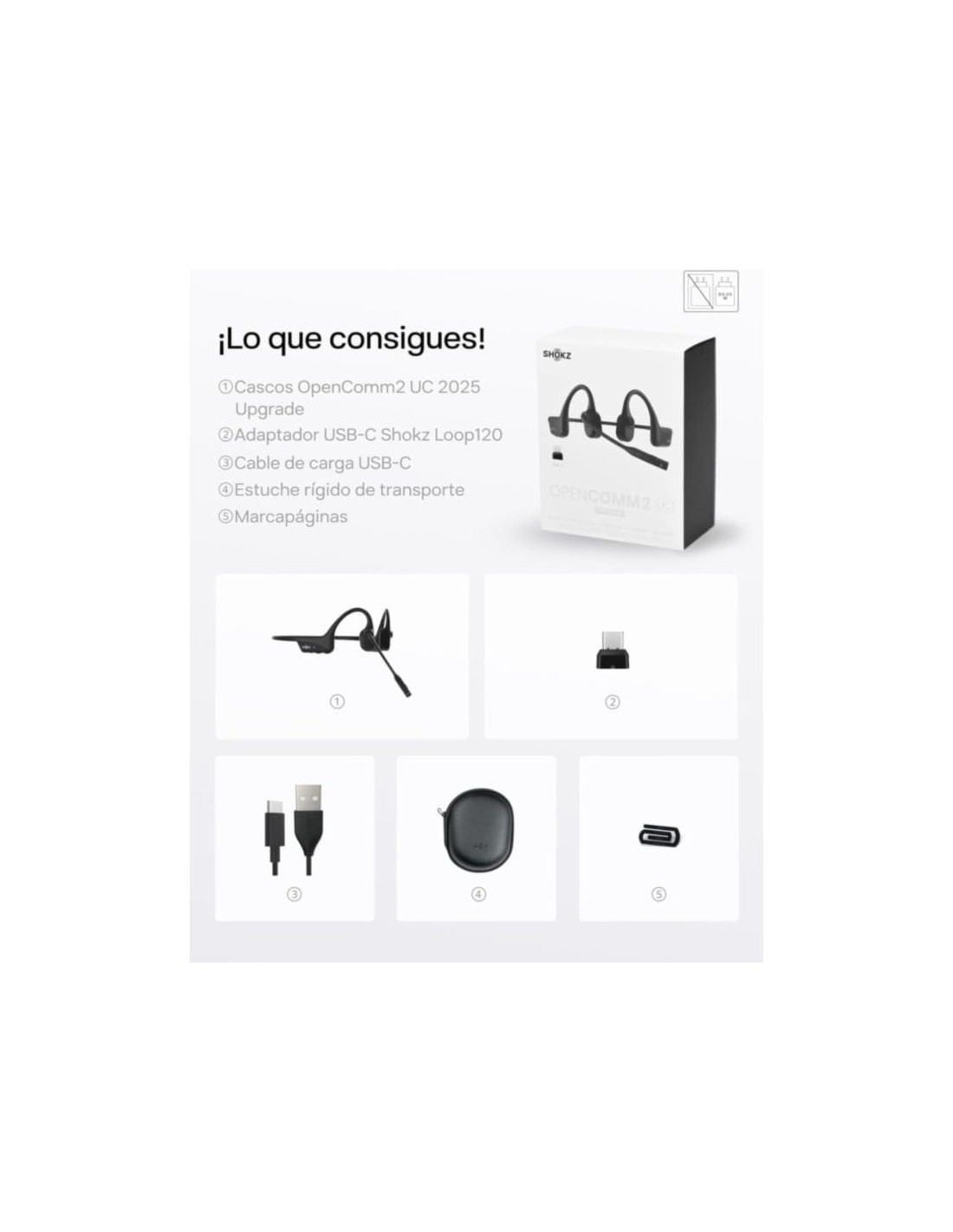 Shokz OpenComm 2 UC USB-C Negro | Auriculares en Logroño