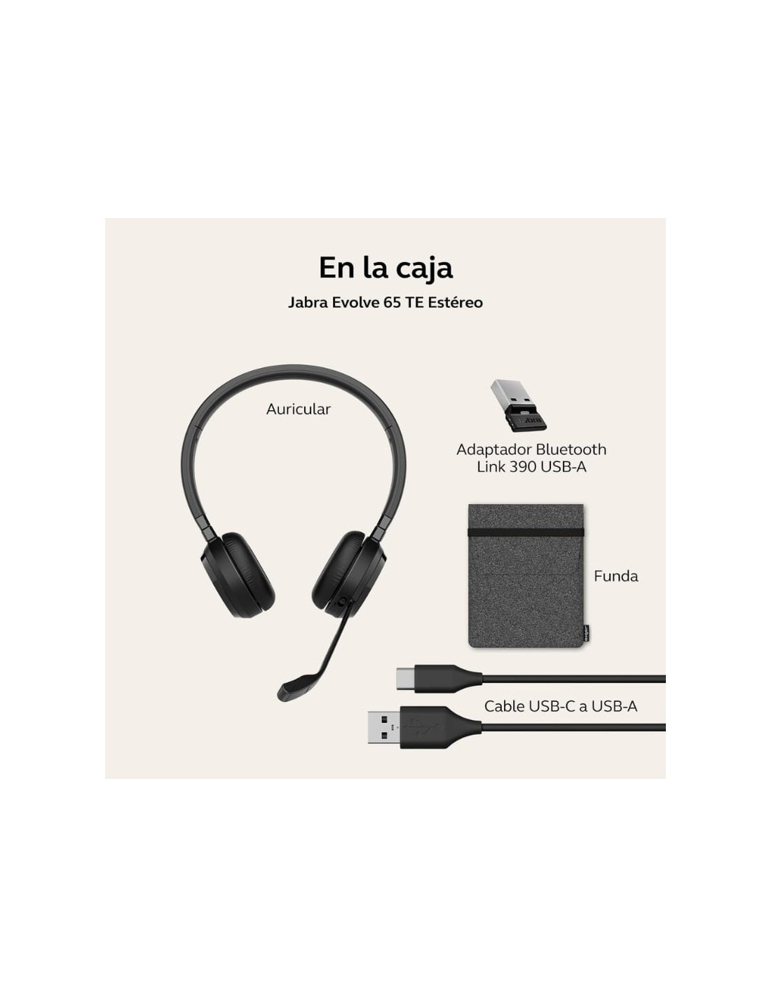 Jabra Evolve 65 TE MS Stereo USB-A | Auriculares en Logroño