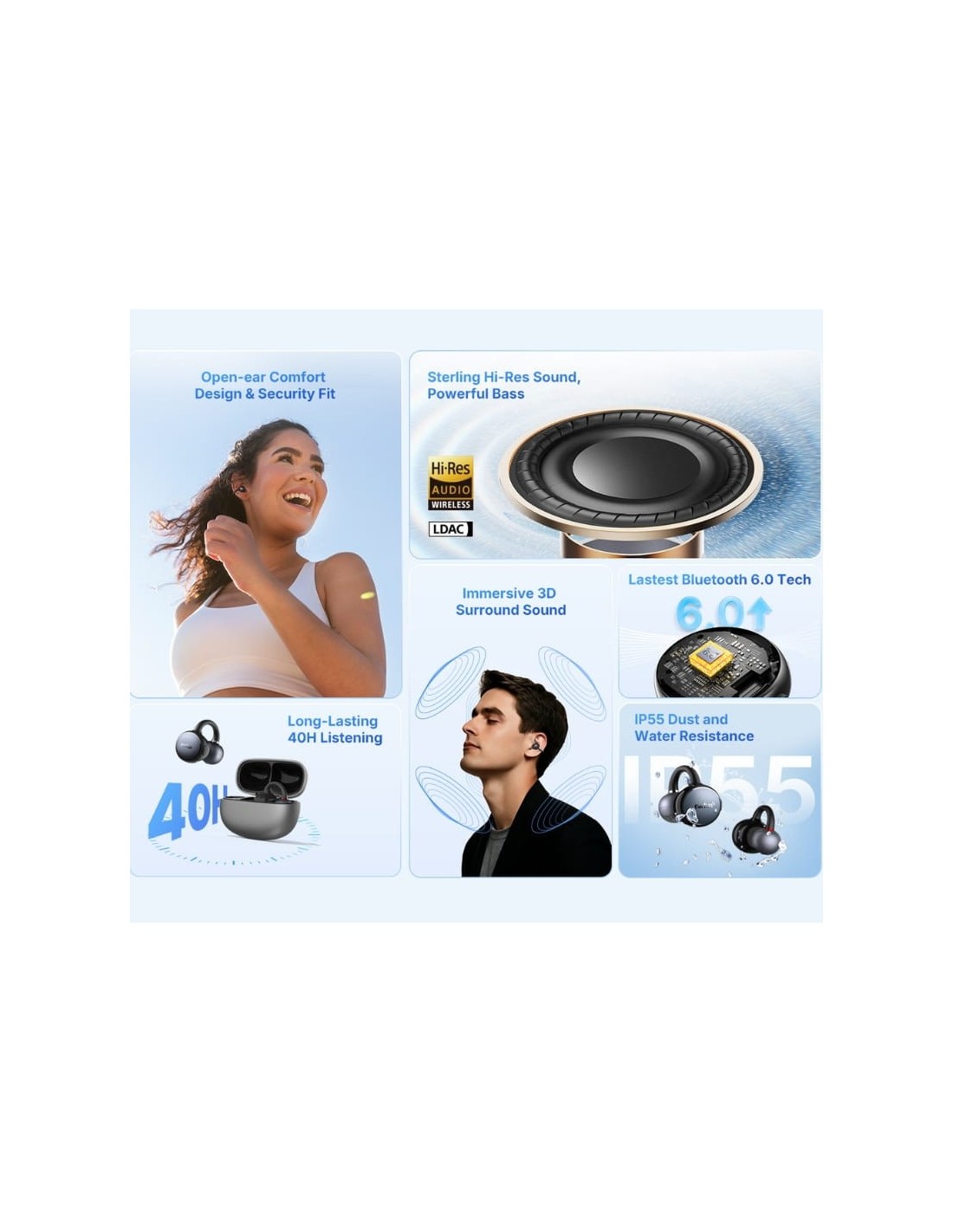 EarFun Clip Gris/Plata | Auriculares en Logroño