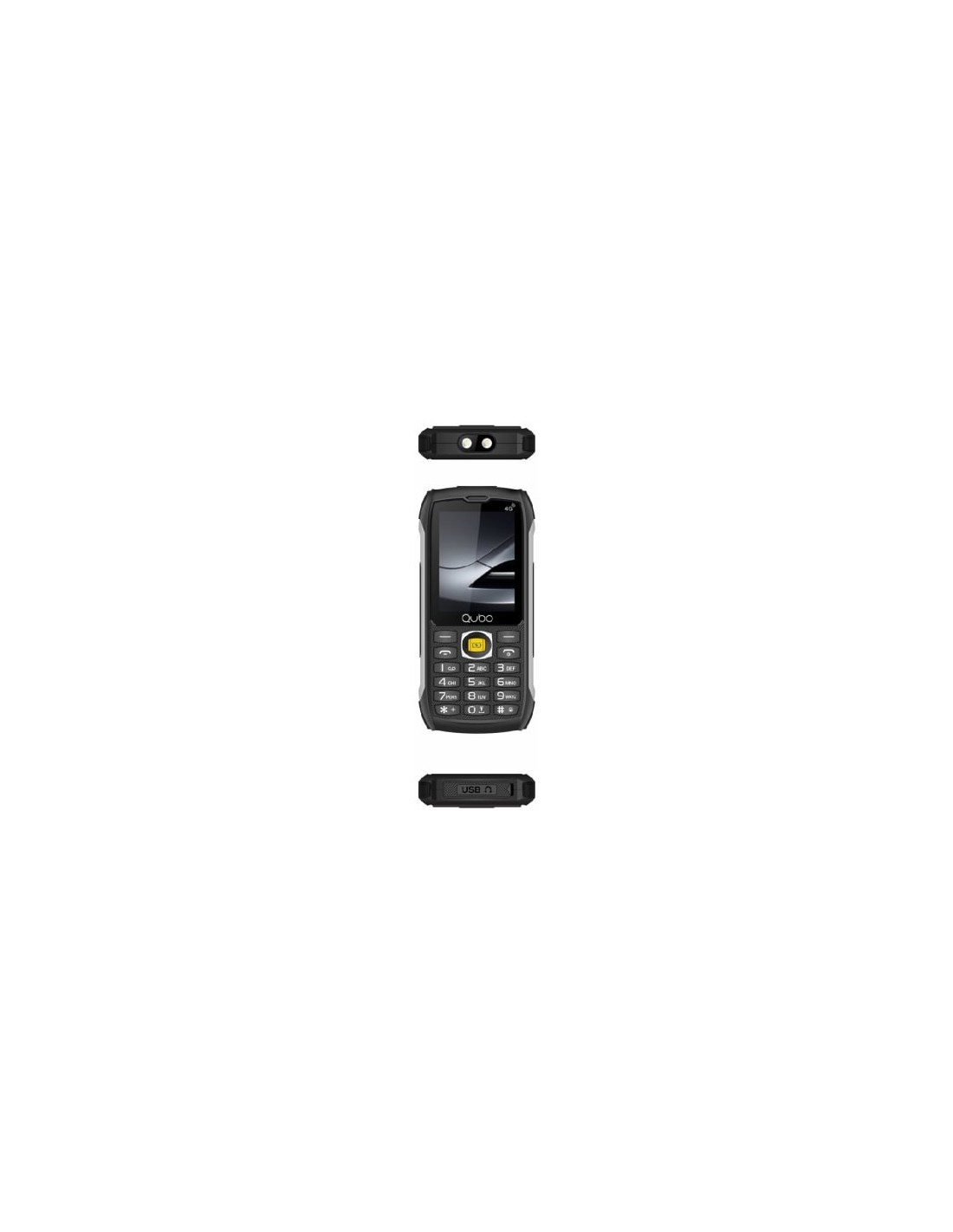 Teléfono Móvil Rugerizado Qubo ST-002 para Personas Mayores Negro