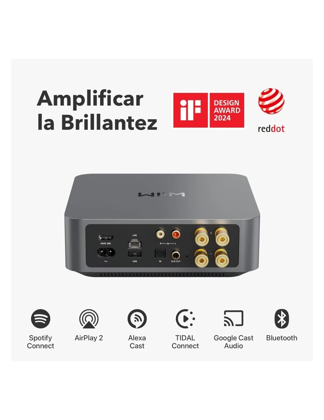 WiiM Amp Streaming Estéreo 24 bits/192 kHz por canal Bluetooth DAC WiF