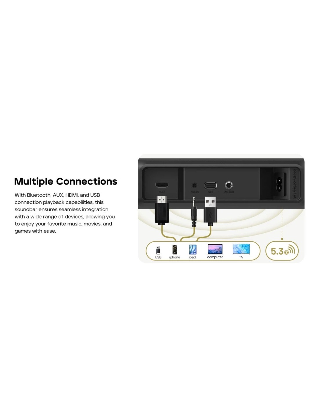 Barra de sonido Tribit Soundbar 6 Entradas 2.2 en Logroño