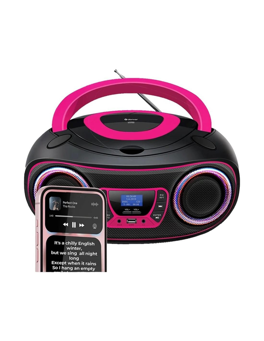 Altavoz de fiesta Denver DAB+, FM Batería o red Bluetooth, USB, CD, AU