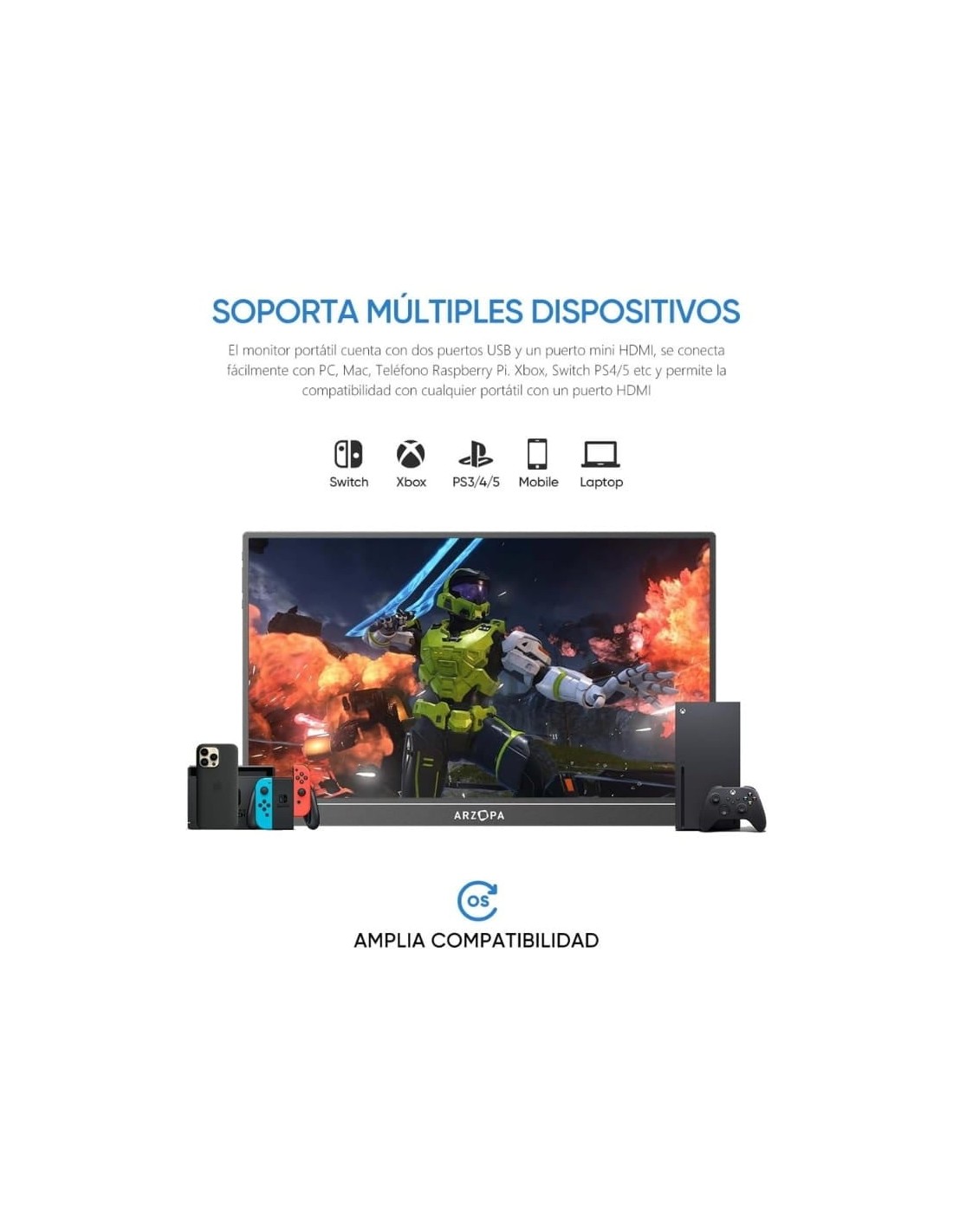 Monitor portátil Arzopa Z1FC Gris con funda 16,1 pulgadas Full HD IPS 