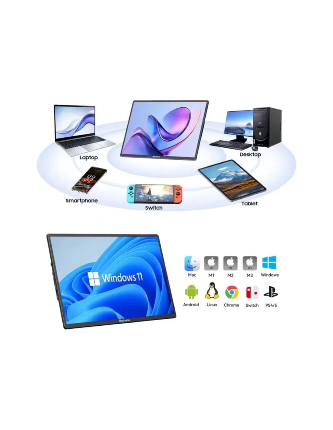 Monitor portátil Blackview Table 9 Full HD+ 16 pulgadas IPS 5ms USB-C