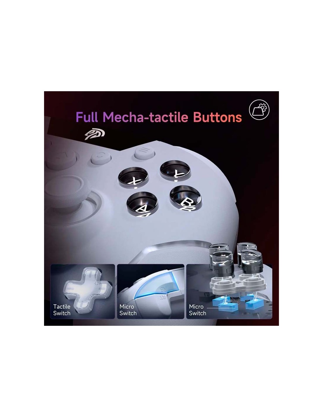 Gamepad EasySMX X20 Blanco con Botones Mecánicos para PC, Switch y Sma