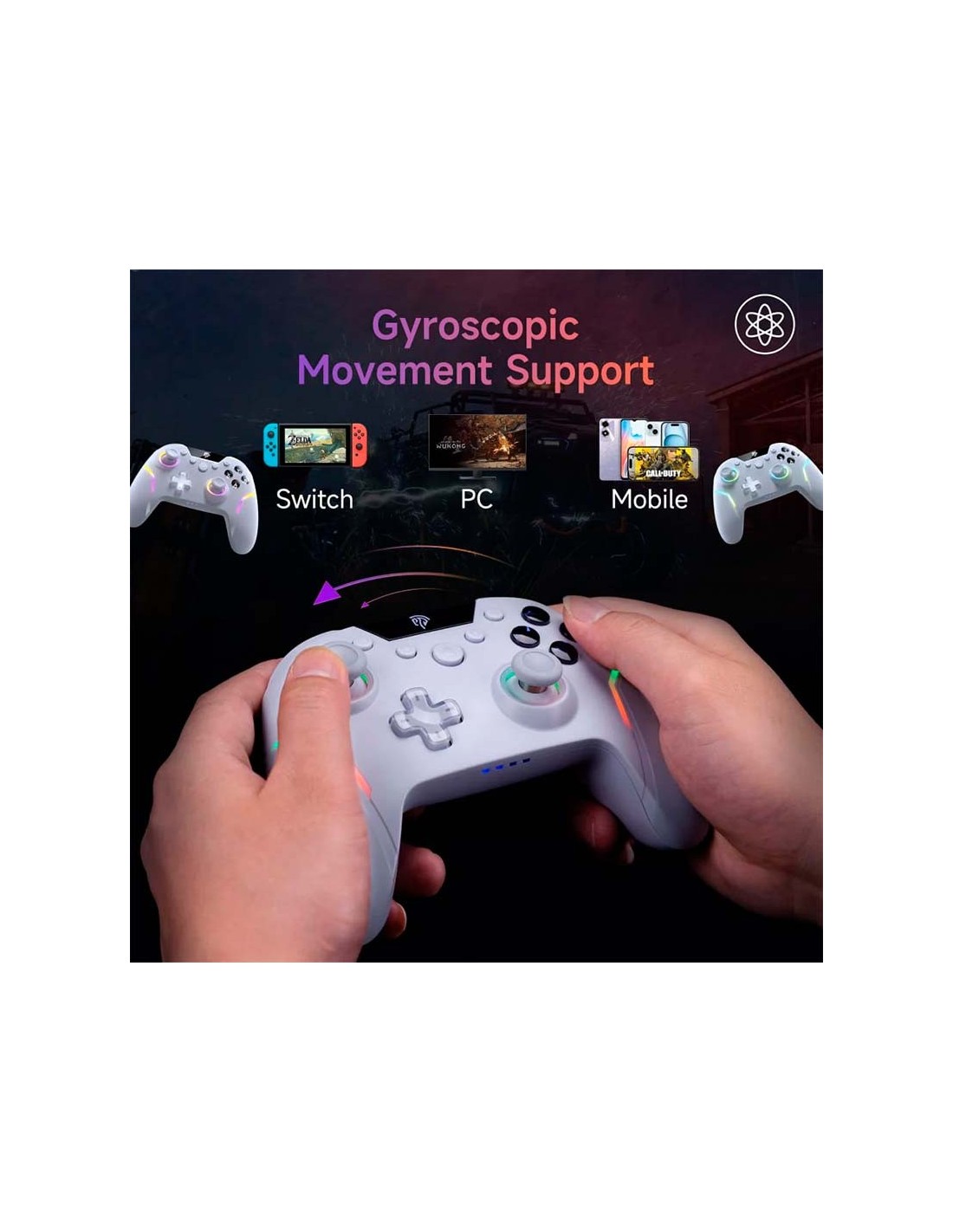 Gamepad EasySMX X20 Blanco con Botones Mecánicos para PC, Switch y Sma