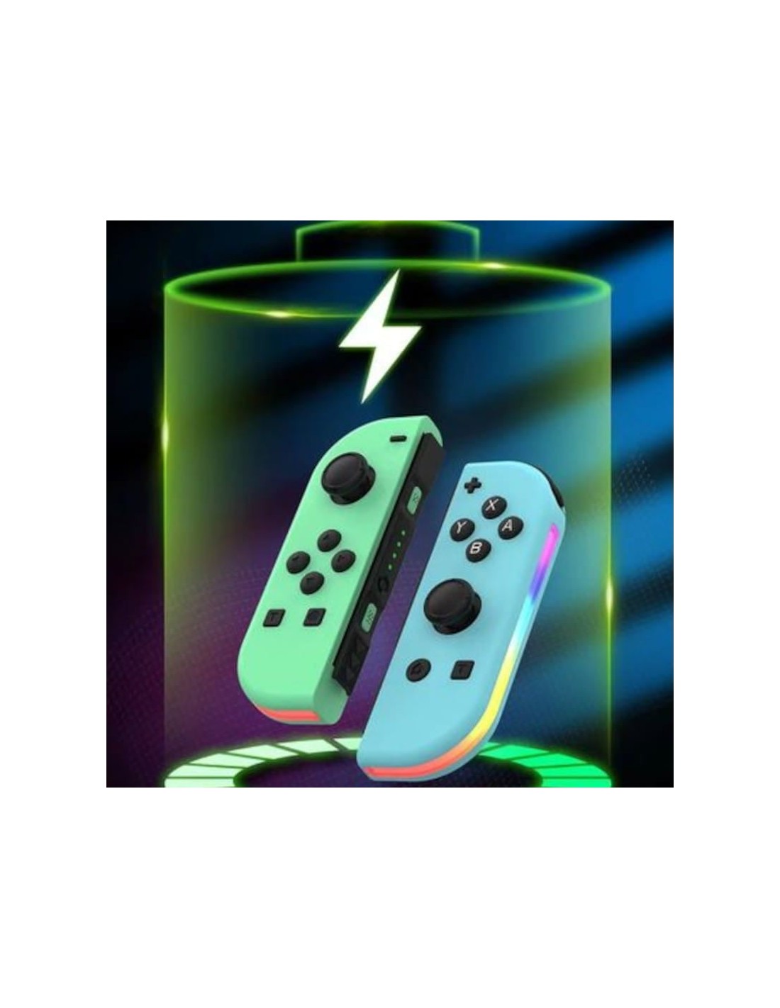 Mando J-C Set Izq/Dcha Transparente/Amarillo con RGB Switch 500mAh 15h