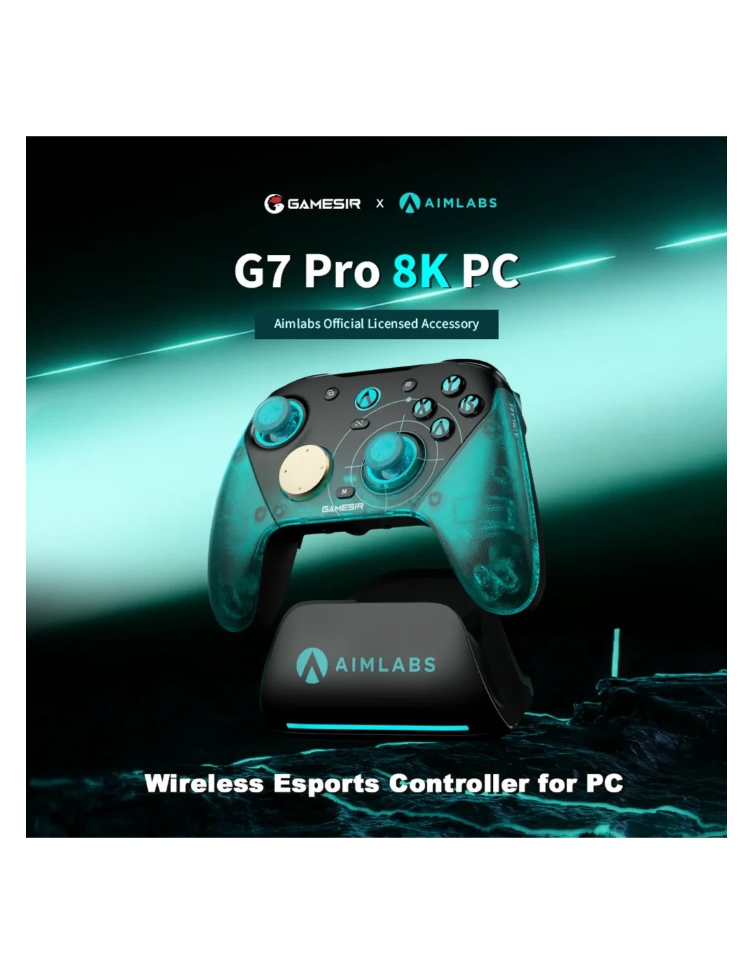 Mando inalámbrico GameSir G7 Pro 8K Aimlabs Edition Cian PC Bluetooth 