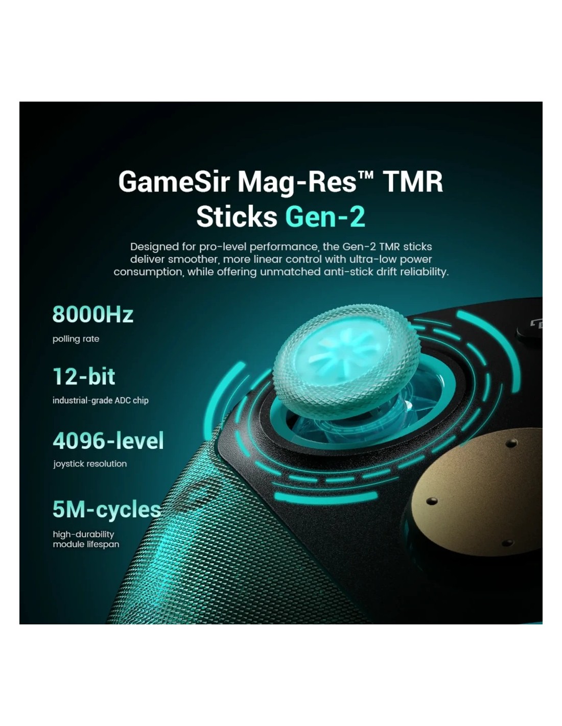 Mando inalámbrico GameSir G7 Pro 8K Aimlabs Edition Cian PC Bluetooth 