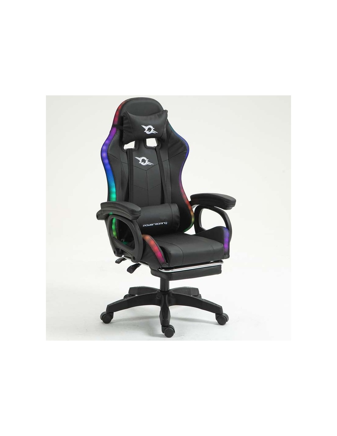 Silla PowerGaming LED RGB Altavoz Masaje Reposapiés Negro 120kg