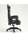 Silla PowerGaming LED RGB Altavoz Masaje Reposapiés Negro 120kg