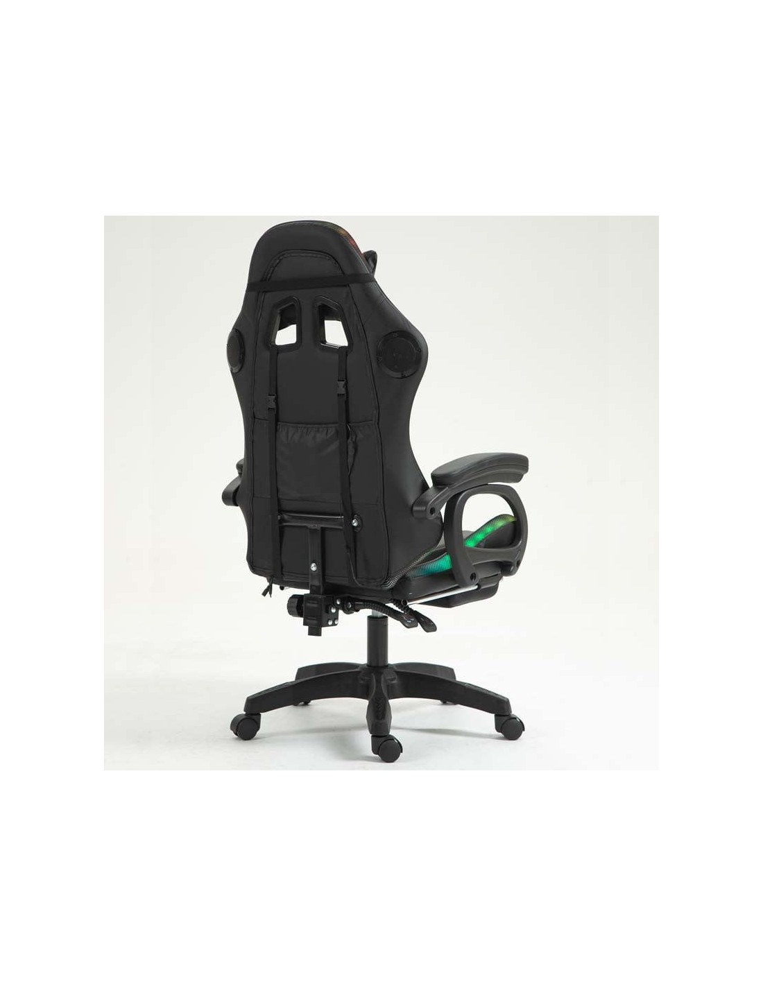 Silla PowerGaming LED RGB Altavoz Masaje Reposapiés Negro 120kg