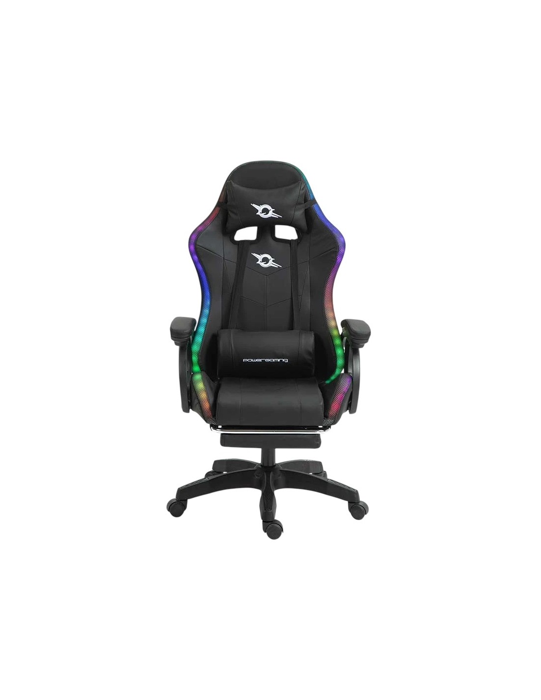 Silla PowerGaming LED RGB 7 puntos Masaje Reposapiés Negro 120kg
