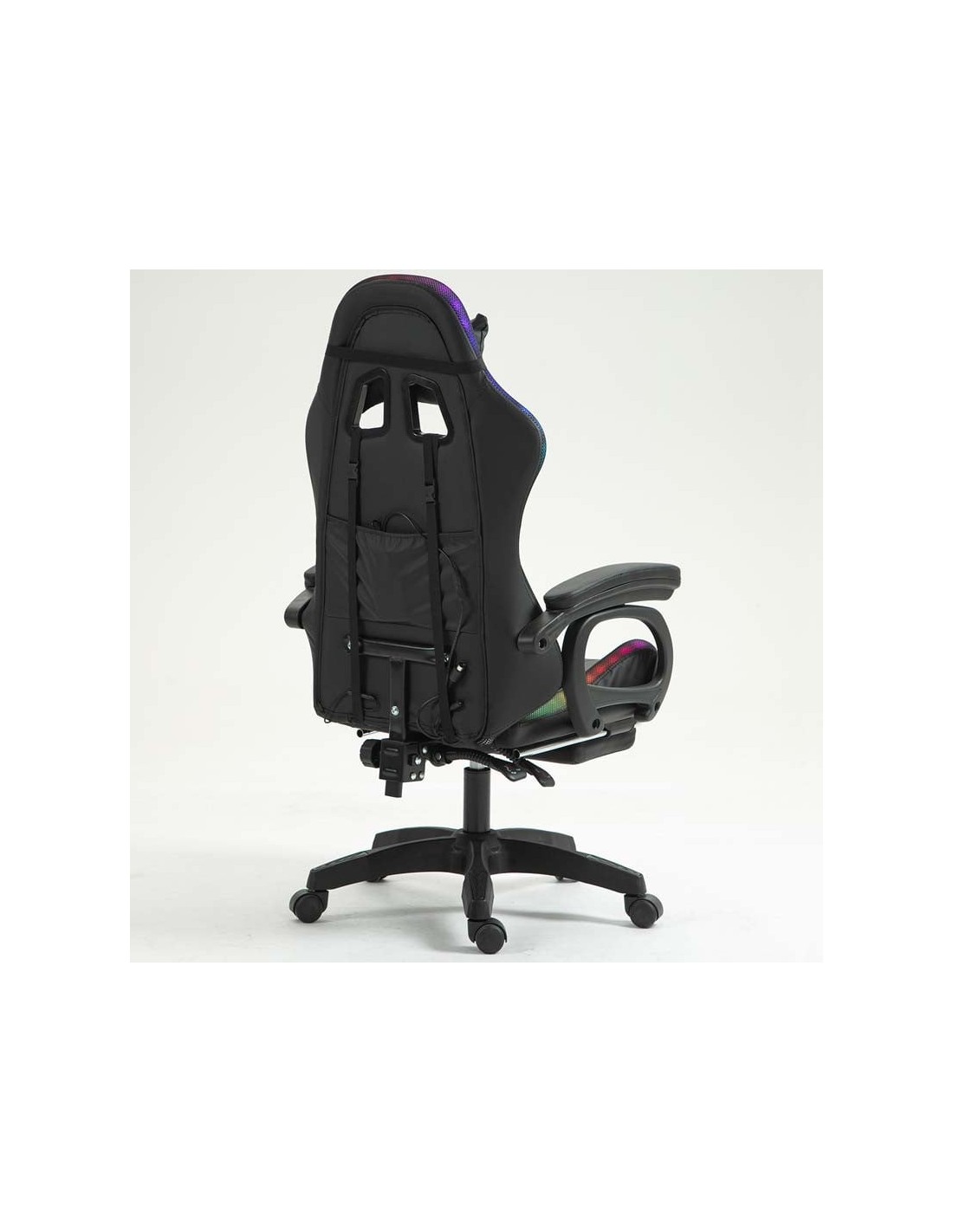 Silla PowerGaming LED RGB 7 puntos Masaje Reposapiés Negro 120kg