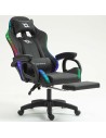 Silla PowerGaming LED RGB 7 puntos Masaje Reposapiés Negro 120kg