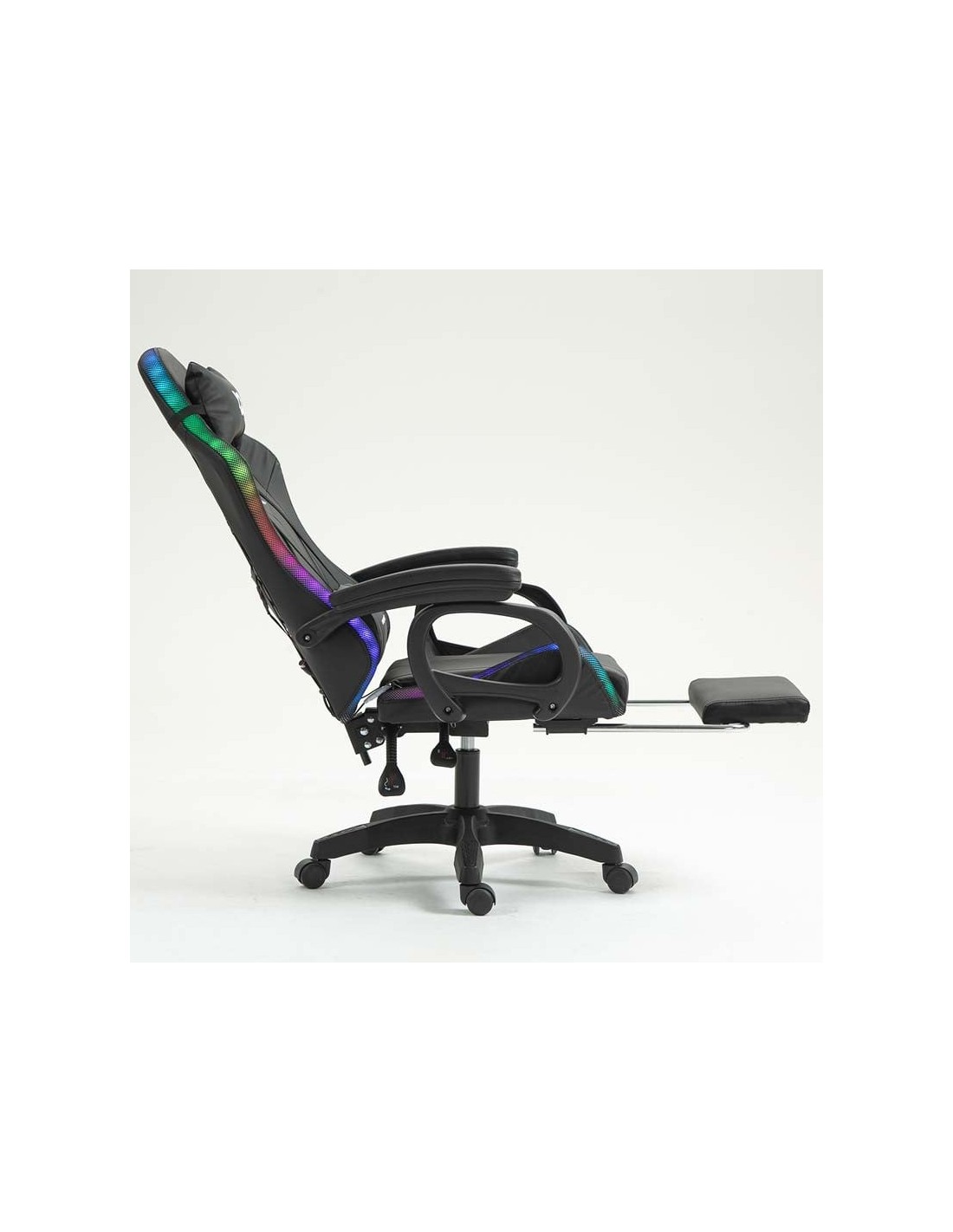 Silla PowerGaming LED RGB 7 puntos Masaje Reposapiés Negro 120kg