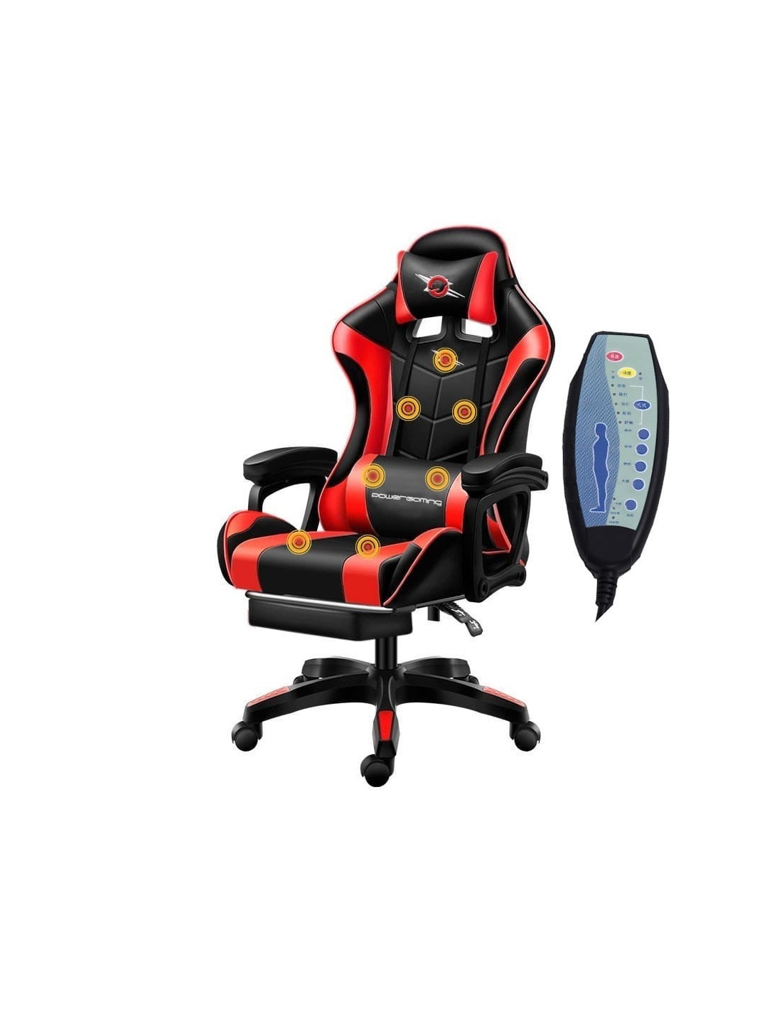 Silla PowerGaming LED RGB 7 puntos Masaje Reposapiés Negro 120kg