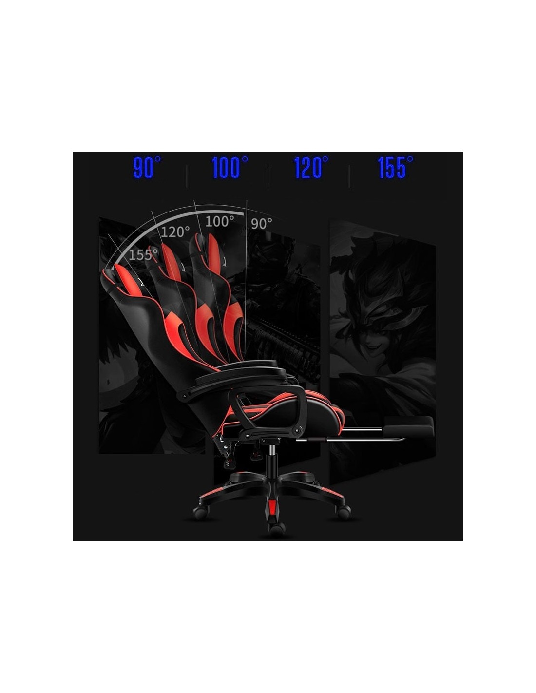 Silla PowerGaming LED RGB 7 puntos Masaje Reposapiés Negro 120kg