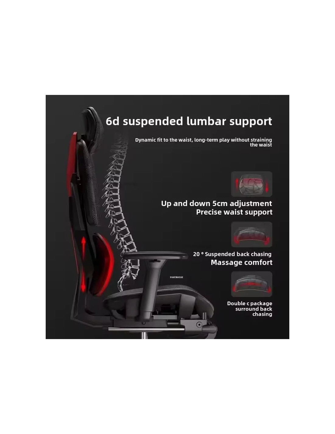 Silla gaming ergonómica Crato Gris reposabrazos 3D cojín lumbar malla 