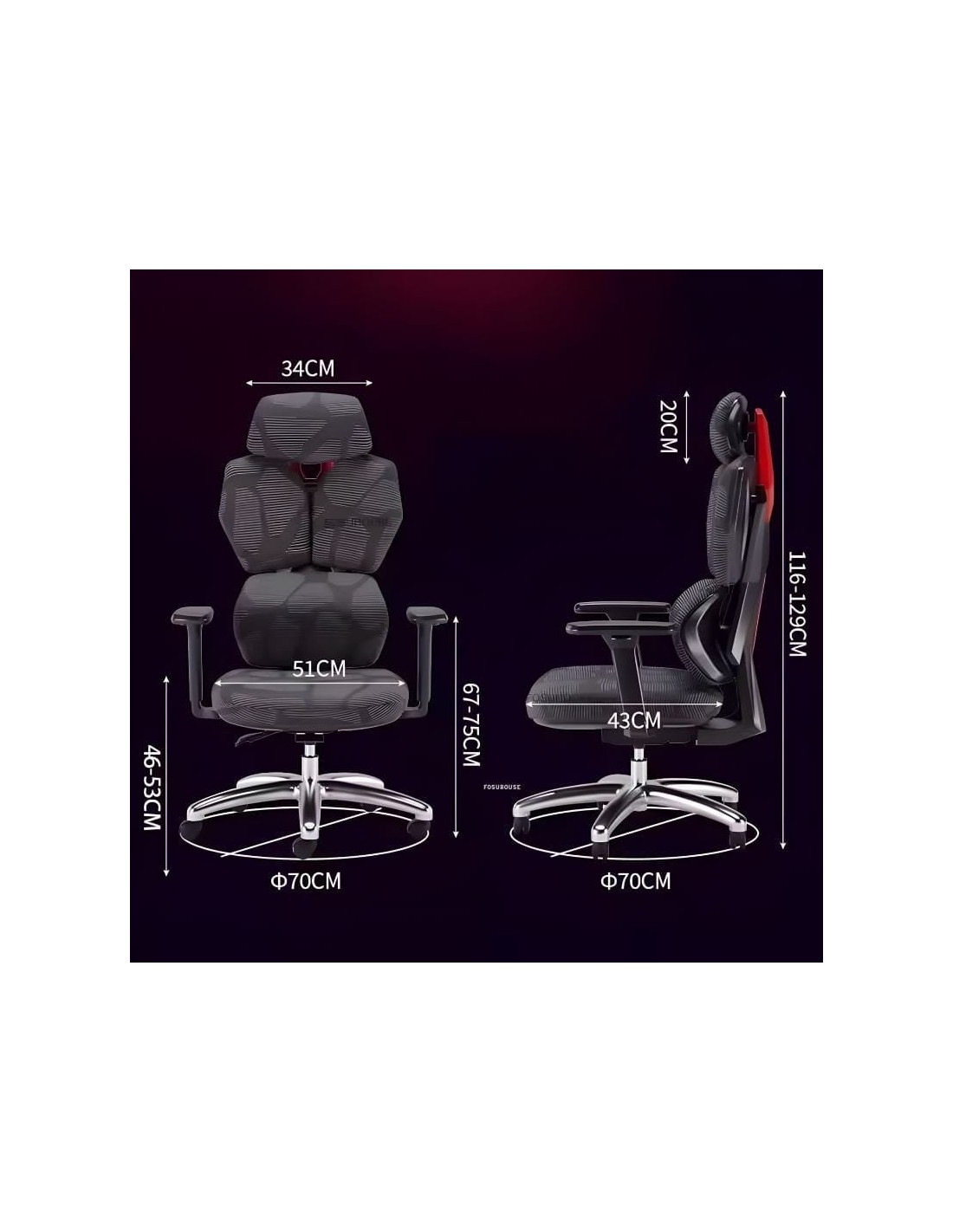 Silla gaming ergonómica Crato Gris reposabrazos 3D cojín lumbar malla 