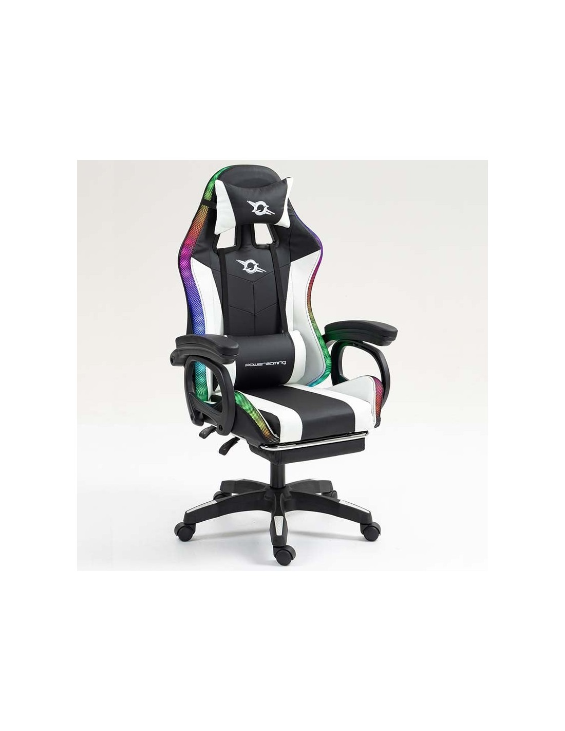 Silla gaming PowerGaming LED RGB con Altavoz Bluetooth, Masaje y Repos