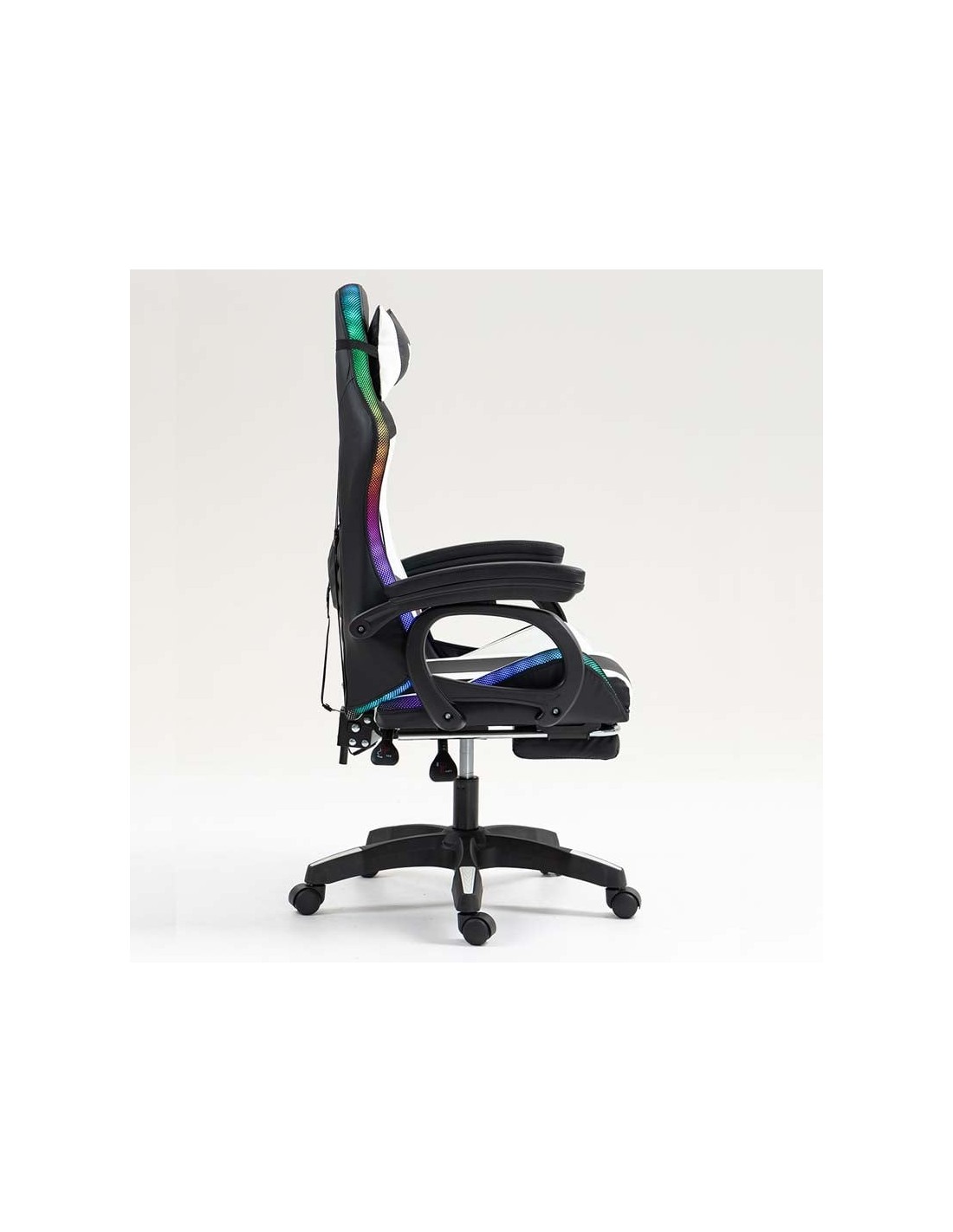Silla gaming PowerGaming LED RGB con Altavoz Bluetooth, Masaje y Repos