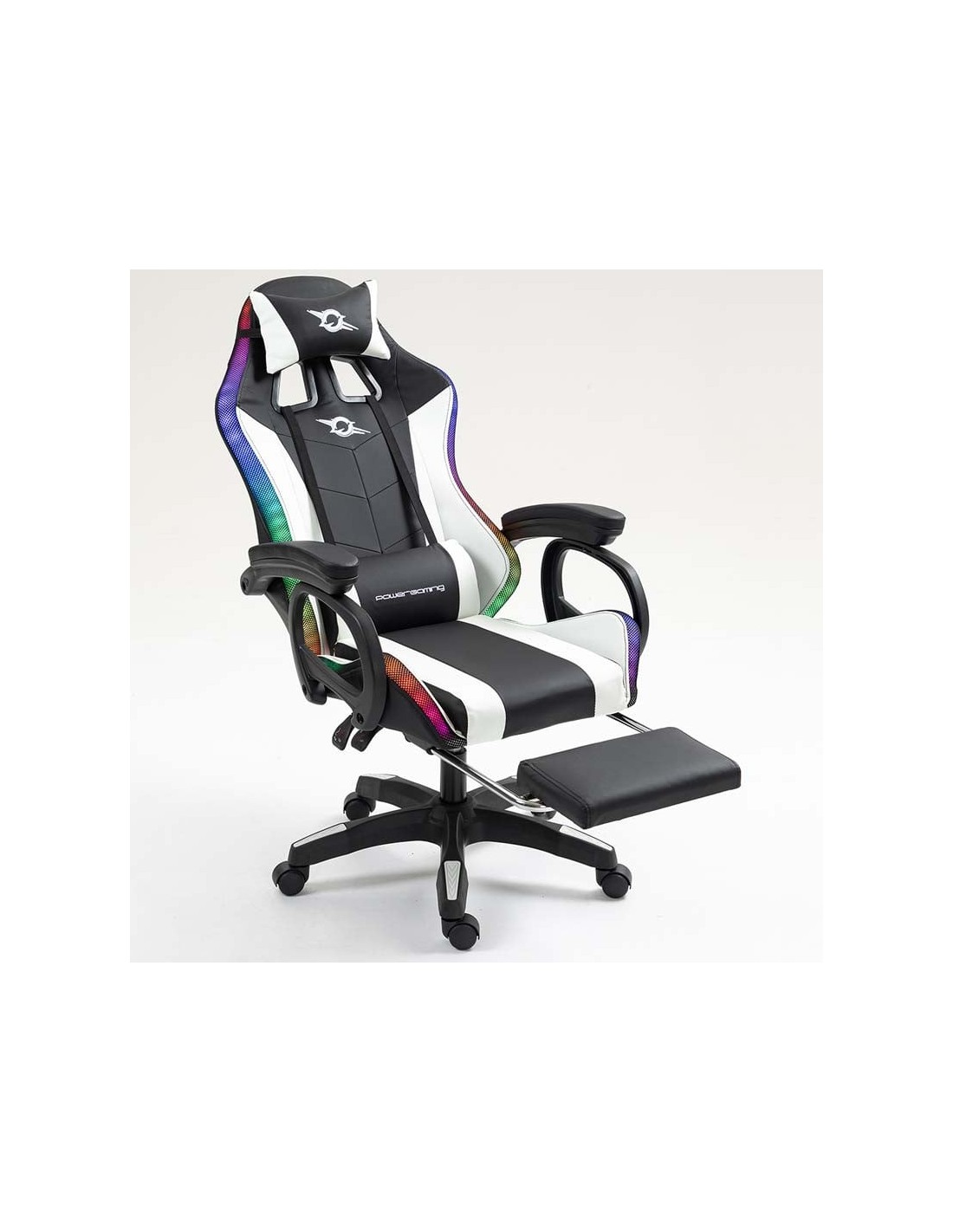 Silla gaming PowerGaming LED RGB con Altavoz Bluetooth, Masaje y Repos