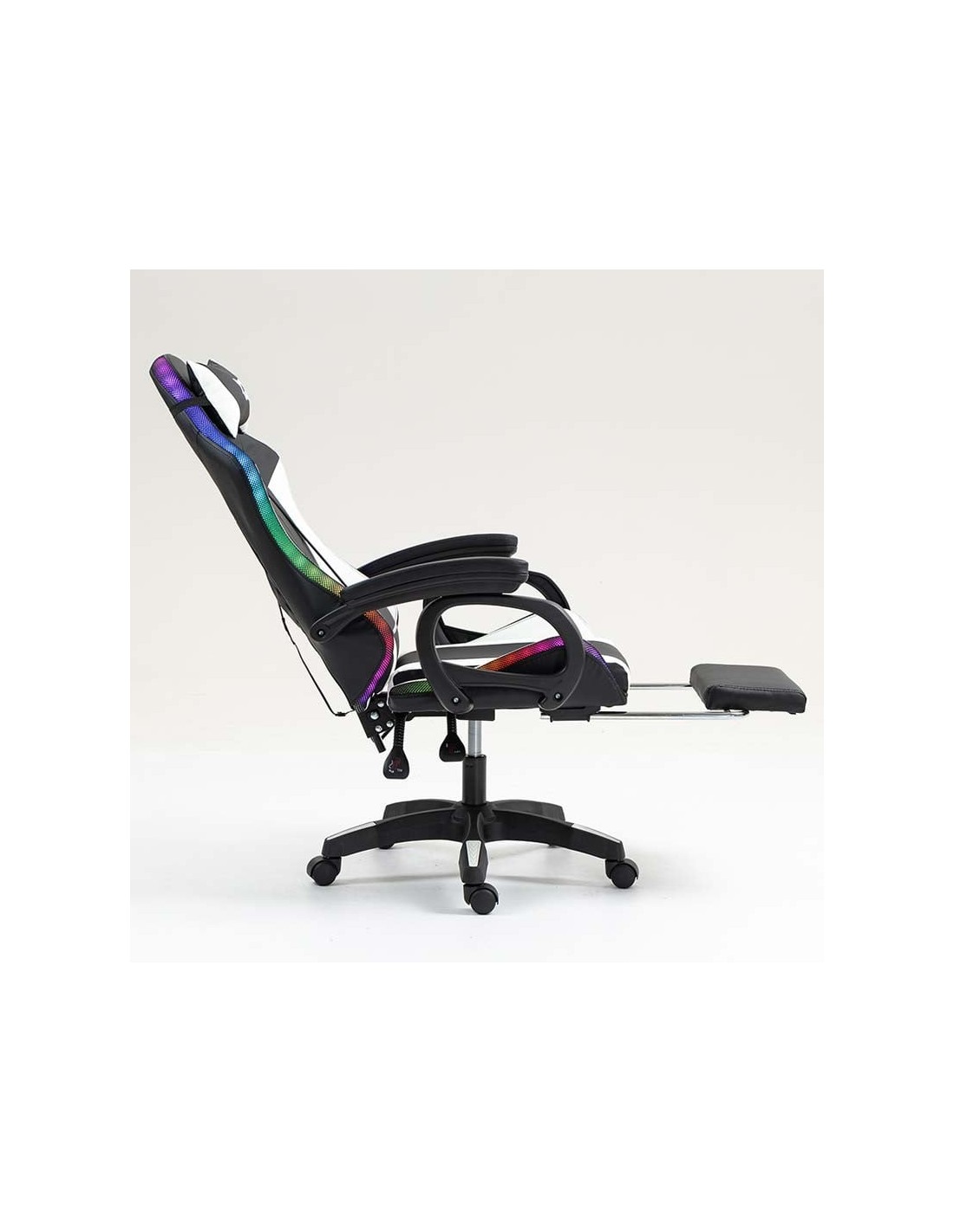 Silla gaming PowerGaming LED RGB con Altavoz Bluetooth, Masaje y Repos