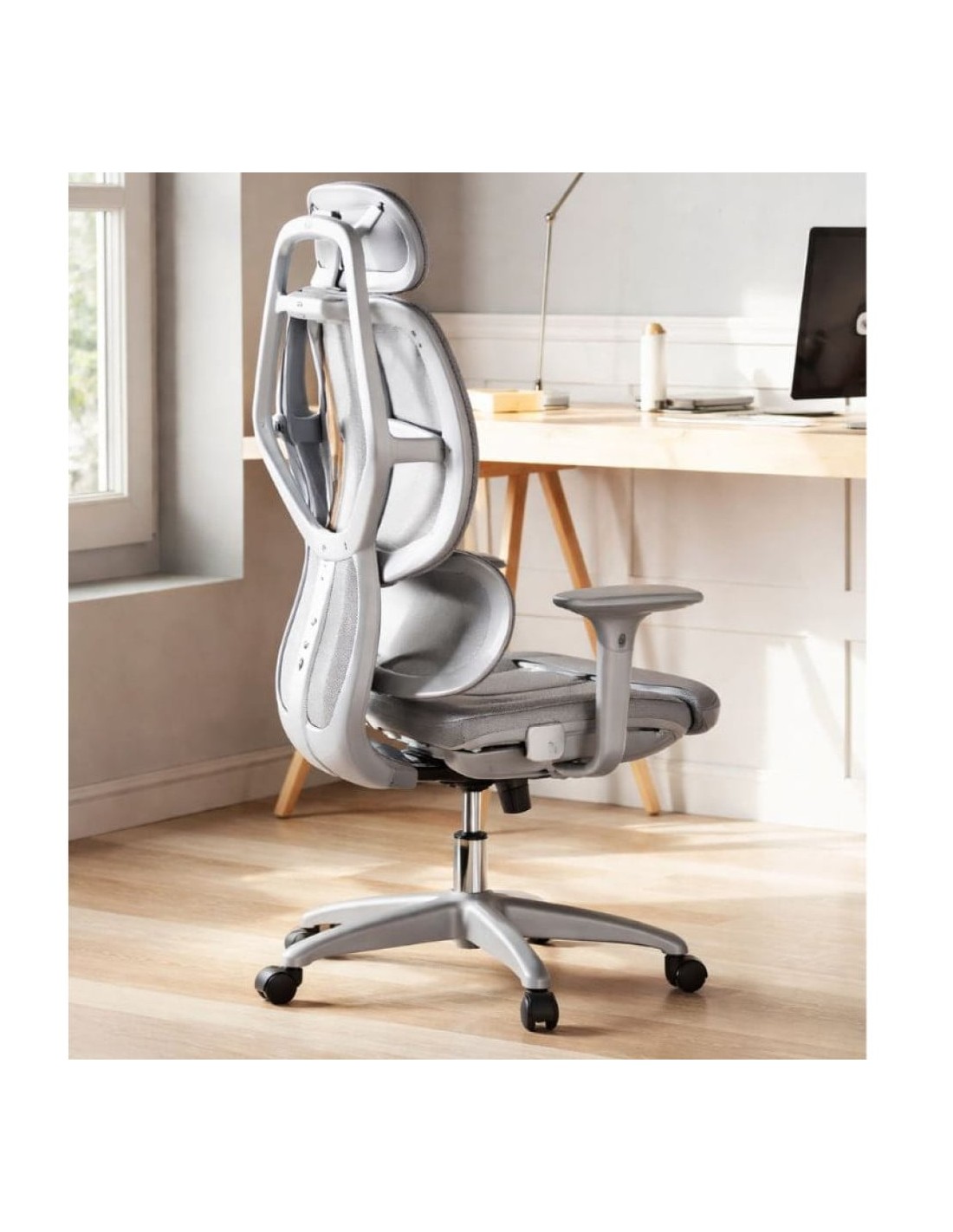 Powerbasic Pinhel Gris reposabrazos 4D reclinable reposacabezas cojín 