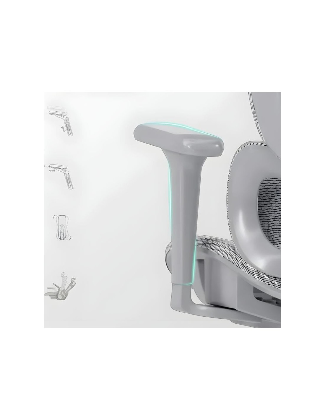 Powerbasic Pinhel Gris reposabrazos 4D reclinable reposacabezas cojín 