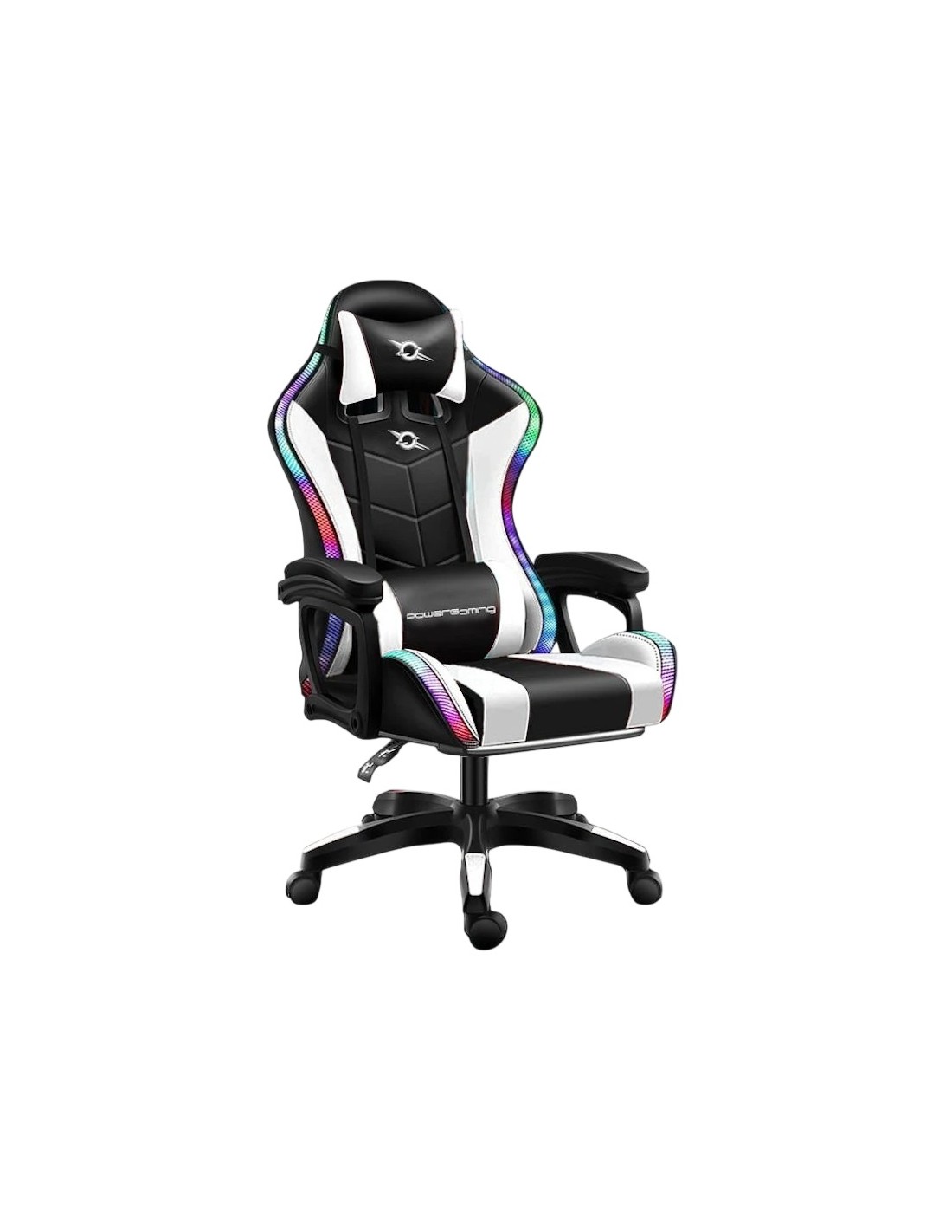 Silla gaming PowerGaming LED RGB Blanco/Negro 120kg en Logroño