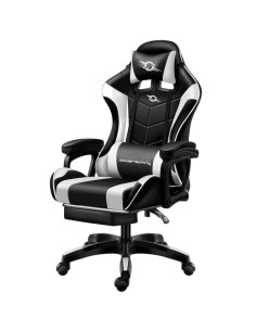 Silla gaming PowerGaming Negro/Blanco con Reposapiés 120kg en Logroño