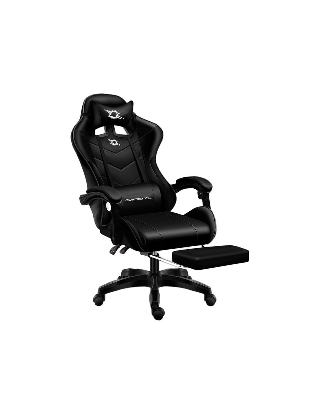 Silla gaming PowerGaming Negro/Blanco con Reposapiés 120kg en Logroño