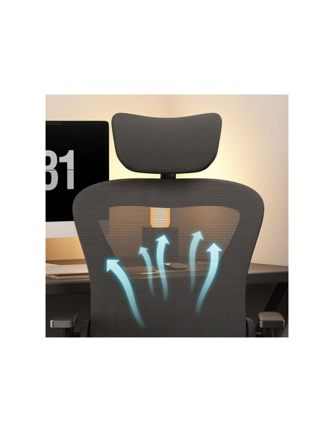 Powerbasic Lagos 110kg reposacabezas Silla de oficina ergonómica