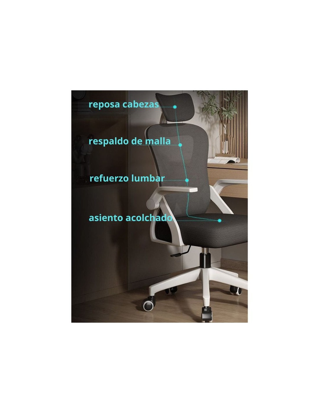 Powerbasic Lagos 110kg reposacabezas Silla de oficina ergonómica