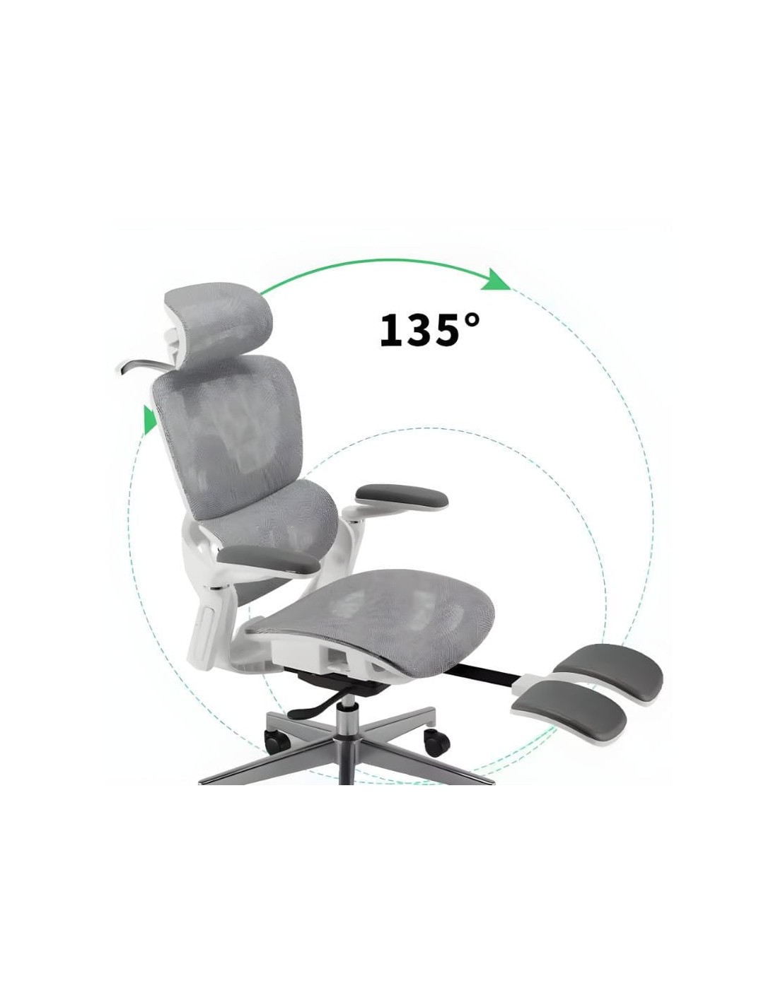 Powerbasic Elvas Gris 150kg reposabrazos 3D reposacabezas cojín lumbar