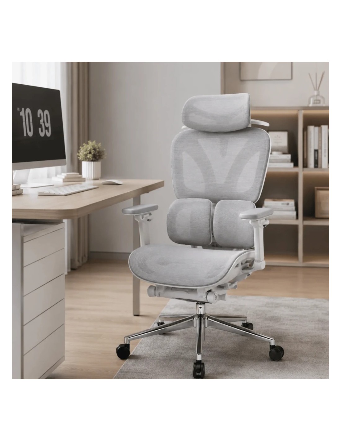 Powerbasic Beja Gris 120kg reposacabezas cojín lumbar malla Silla de o