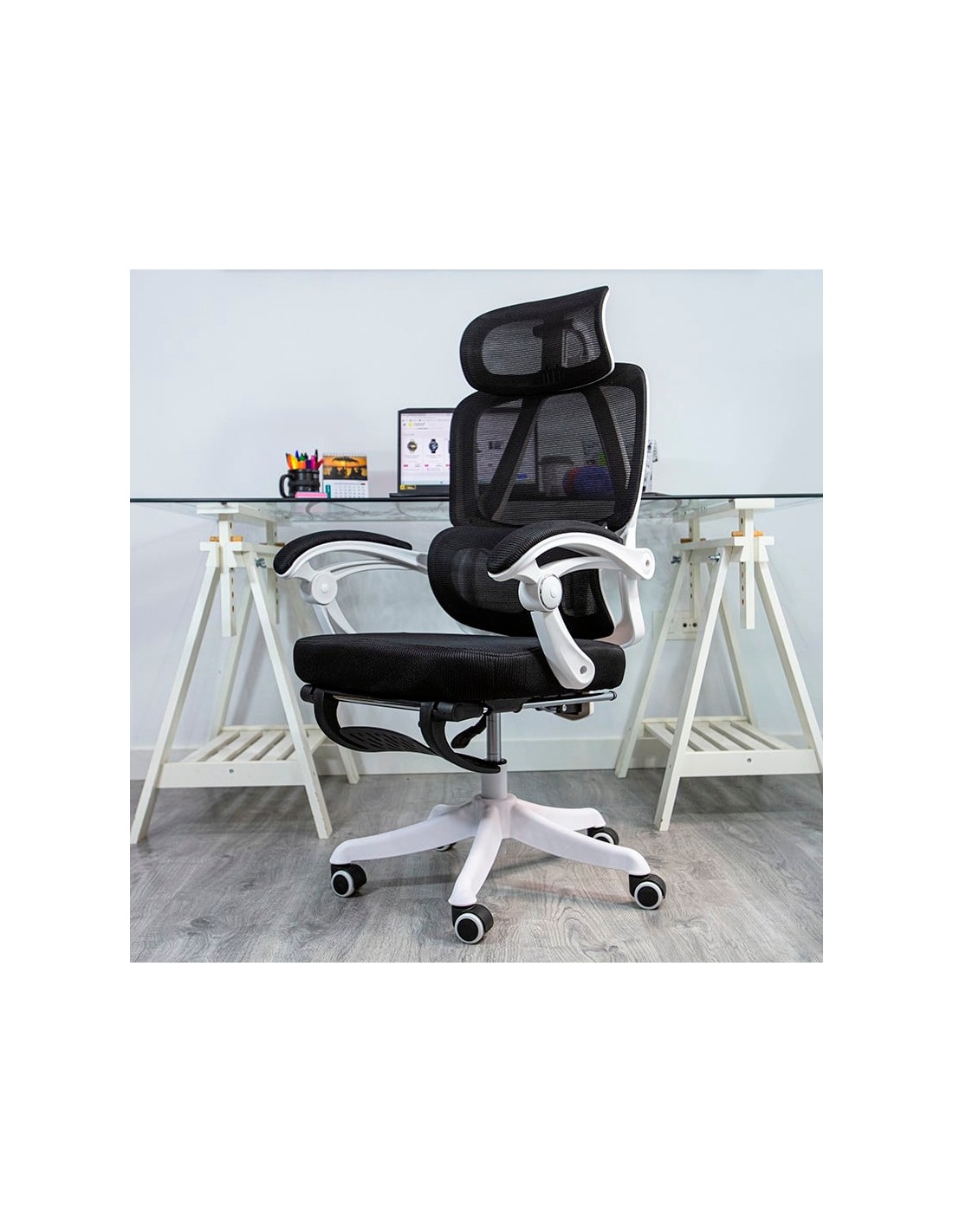 Powerbasics Confort T20 Negro con Ruedas y Reposapiés Silla de oficina