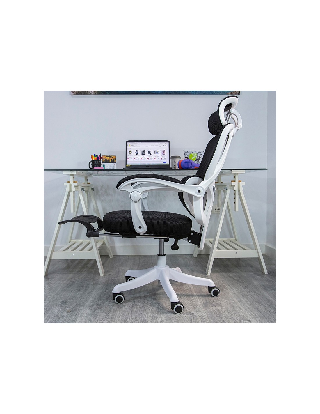 Powerbasics Confort T20 Negro con Ruedas y Reposapiés Silla de oficina