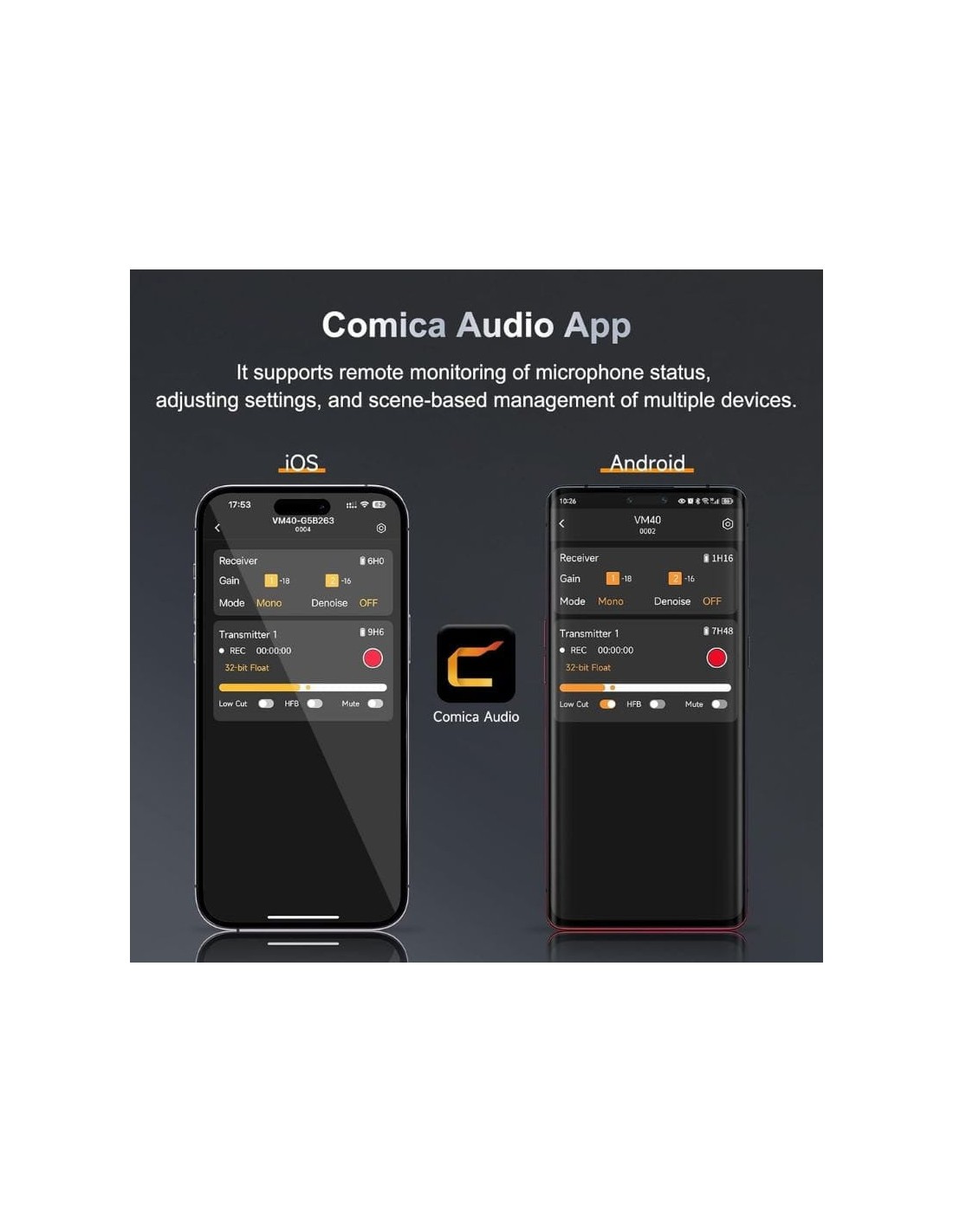 Micrófono inalámbrico COMICA VM40 32GB de Grabación Integrada y Flotan