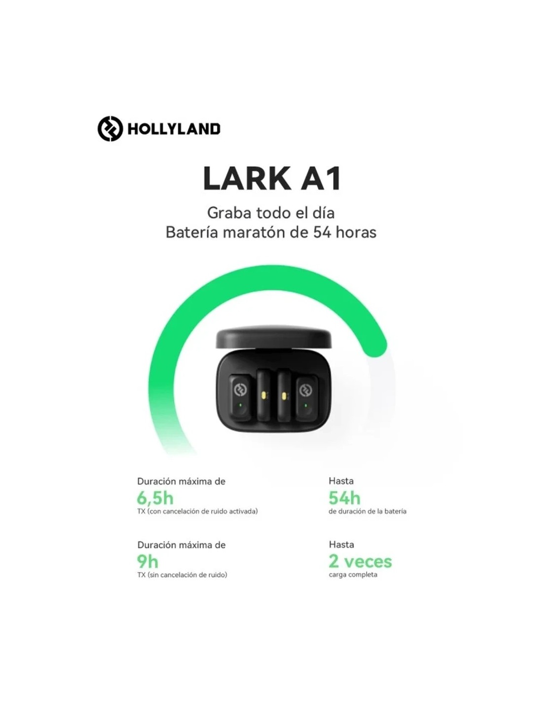 Micrófono inalámbrico Hollyland Lark A1 Combo de Solapa Gris Espacial 
