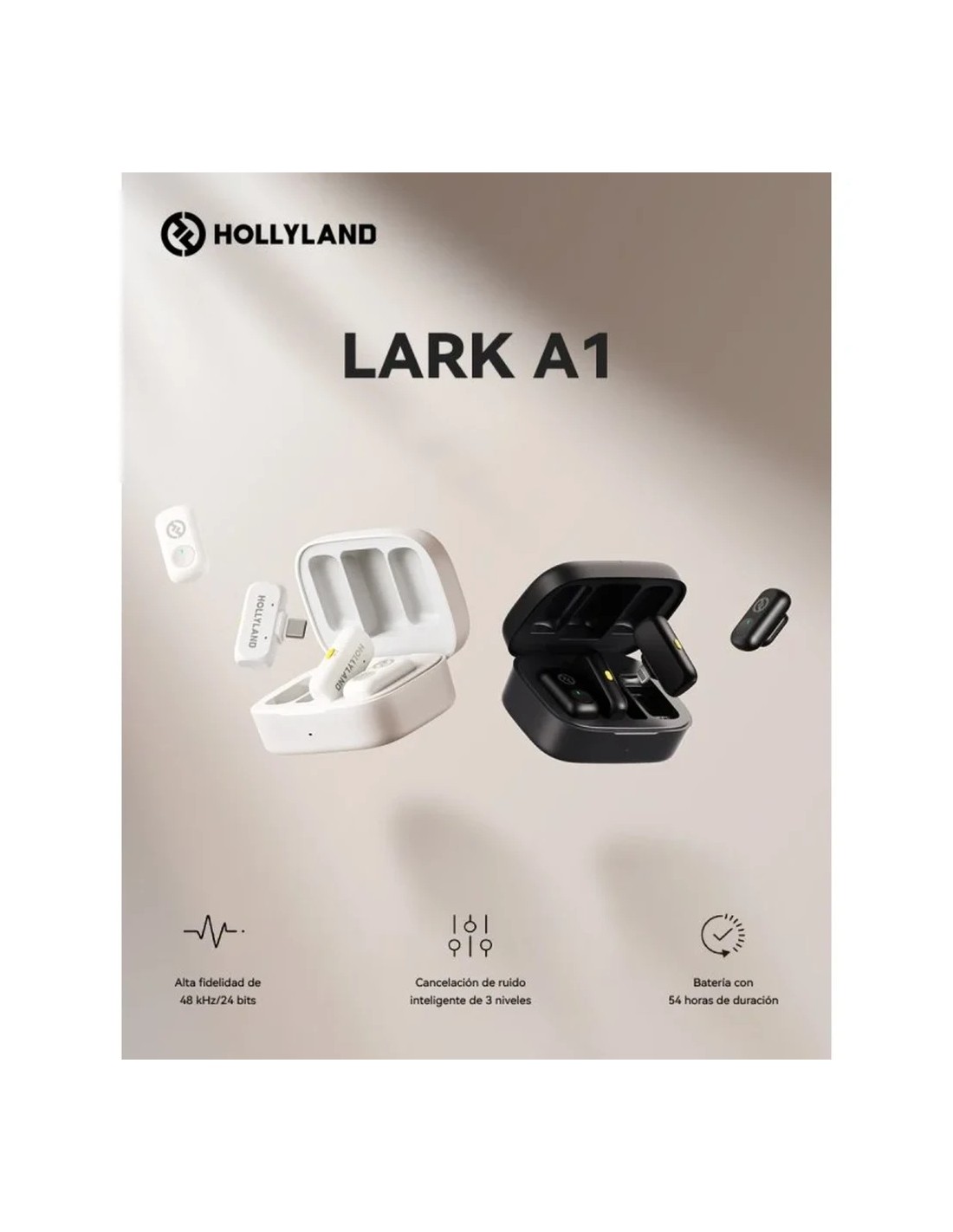 Micrófono inalámbrico Hollyland Lark A1 Combo de Solapa Gris Espacial 