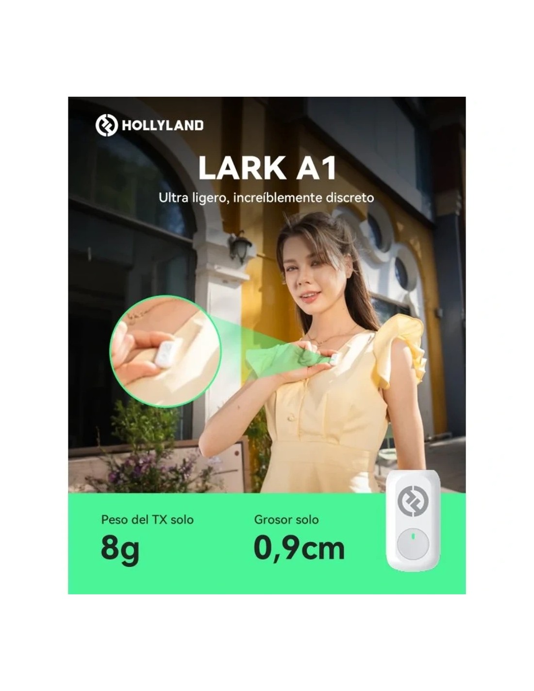 Micrófono inalámbrico Hollyland Lark A1 Combo de Solapa Gris Espacial 